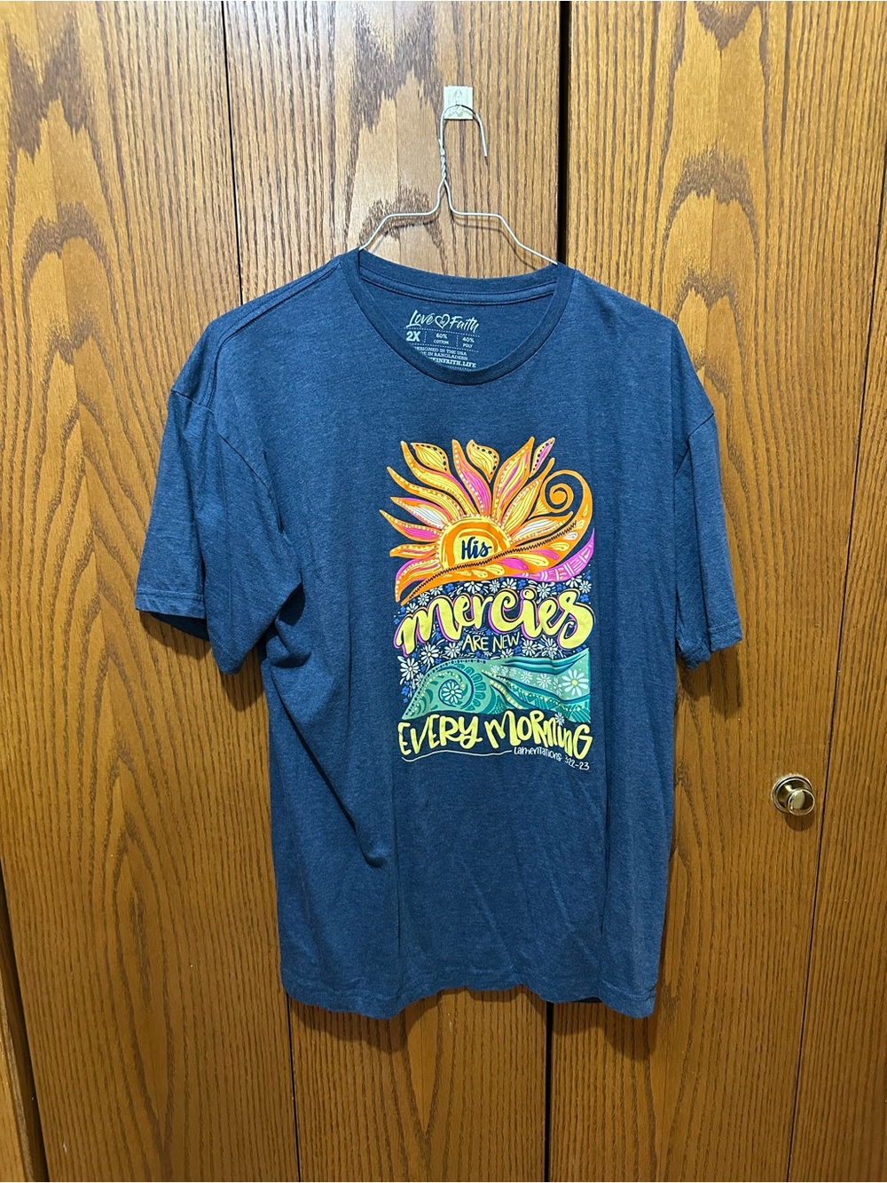 Love in Faith Blue Graphic Tee - 'Mercies Every Morning'